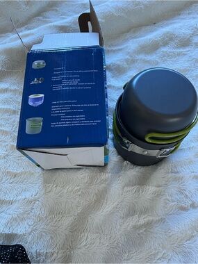 New In Box Outdoor Compact Portable Camping Hiking  Green Gray  Cookware Pot Set